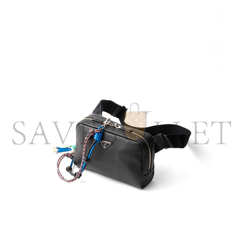 PRADA LEATHER SHOULDER BAG WITH CHARM 2VH181 (24*16.5*7cm)